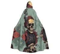 WZYCWB Bel teschio stampato adulto decorazione mantello Halloween con cappuccio, unisex Halloween, carnevale, travestimento, gioco di ruolo