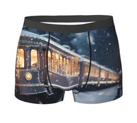 WZYCWB Bel treno notturno innevato stampato boxer da uomo - slip traspiranti e ad asciugatura rapida, multiplo (S-XXL), Nero, XXL