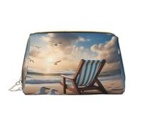 WZYCWB bella borsa cosmetica in pelle blu cielo e mare con tasche, borsa cosmetica portatile da viaggio, borsa cosmetica di grande capacità,