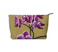 WZYCWB Bella borsa cosmetica in velluto a coste con orchidee, borsa da donna portatile con cerniera, adatta per viaggi e conservazione quotidiana, cosmetici