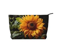 WZYCWB Bella borsa per cosmetici con stampa di cactus, perfetta per viaggi di lavoro e viaggi., Girasole giallo su sfondo marrone, Taglia unica