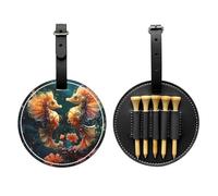 WZYCWB Bella coppia di cavallucci marini con stampa speciale per tee da golf, design portatile con fibbia da appendere, Nero , Taglia unica, Valigia