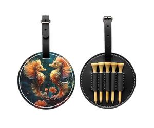 WZYCWB Bella coppia di cavallucci marini con stampa speciale per tee da golf, design portatile con fibbia da appendere, Nero , Taglia unica, Valigia