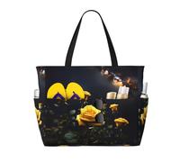 WZYCWB Bella rosa gialla stampata borsa da viaggio spiaggia per nuoto e fitness/shopping al supermercato/vacanza al mare