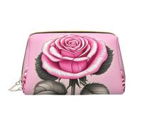 WZYCWB Bella rosa rosa borsa cosmetica in pelle con tasche, borsa cosmetica portatile da viaggio, borsa cosmetica di grande capacità,