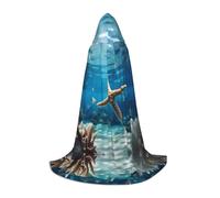 WZYCWB Bella stella marina S stampato giovane mantello con cappuccio perfetto per maghi e costumi di ruolo (S-L)