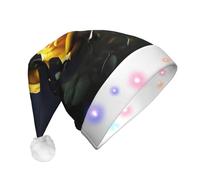 WZYCWB Belle rose gialle cappelli adulti di Babbo Natale, regali della festa di Natale di Capodanno della peluche, cappelli unisex di Babbo Natale della luce del nuovo anno LED