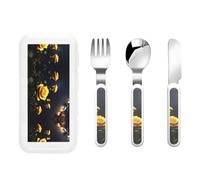 WZYCWB Belle rose gialle modello di stoviglie Set 3 pezzi asilo stoviglie all'aperto picnic stoviglie portatili