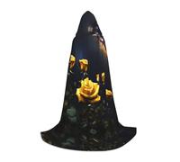 WZYCWB Belle rose gialle stampate piccolo mantello con cappuccio, costume per feste di vacanza, accessori per feste di carnevale, taglie S/M/L