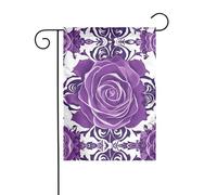 WZYCWB Belle rose viola Bandiere decorative da giardino stampate, piccole bandiere impermeabili all'aperto, decorazione atmosfera festiva