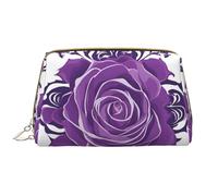 WZYCWB belle rose viola Borsa cosmetica in pelle con tasche, borsa cosmetica portatile da viaggio, borsa cosmetica di grande capacità,
