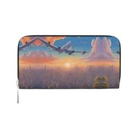 WZYCWB belle rose viola pochette in pelle portafogli con cerniera e porta carte sono perfetti per i viaggi o l'uso quotidiano, Bellissimo aeroplano, Taglia unica