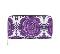 WZYCWB belle rose viola pochette in pelle portafogli con cerniera e porta carte sono perfetti per i viaggi o l'uso quotidiano, Belle Rose Viola, Taglia unica