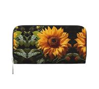 WZYCWB belle rose viola pochette in pelle portafogli con cerniera e porta carte sono perfetti per i viaggi o l'uso quotidiano, Girasole Giallo Su Uno Sfondo Marrone, Taglia unica