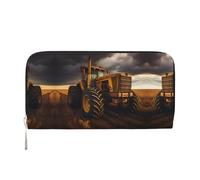 WZYCWB belle rose viola pochette in pelle portafogli con cerniera e porta carte sono perfetti per i viaggi o l'uso quotidiano, Trattore nel campo, Taglia unica