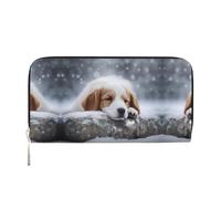 WZYCWB belle rose viola pochette in pelle portafogli con cerniera e porta carte sono perfetti per i viaggi o l'uso quotidiano, Un cane che dorme, Taglia unica