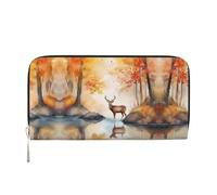 WZYCWB belle rose viola pochette in pelle portafogli con cerniera e porta carte sono perfetti per i viaggi o l'uso quotidiano, Bellissimo Cervo, Taglia unica