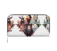 WZYCWB belle rose viola pochette in pelle portafogli con cerniera e porta carte sono perfetti per i viaggi o l'uso quotidiano, Lupi e renne, Taglia unica