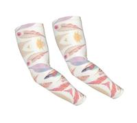 WZYCWB Bellissime protezioni per le braccia in seta di ghiaccio con stampa camelia, maniche elastiche per guida estiva e sport all'aria aperta., Piume colorate, Taglia unica