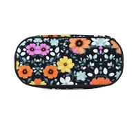 WZYCWB Bellissimo astuccio con fiori colorati, grande capacità, multifunzione, portatile e resistente, per ufficio e scuola, Nero , Taglia unica, Beauty Case