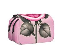 WZYCWB Bellissimo astuccio portatile con rose rosa, ideale per organizzare penne in ufficio o riporre pennelli da trucco