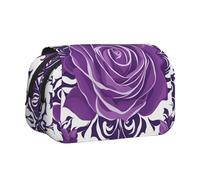 WZYCWB Bellissimo astuccio portatile con rose viola, ideale per organizzare penne in ufficio o riporre pennelli da trucco