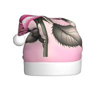 WZYCWB Bellissimo cappello di Babbo Natale stampato con rose rosa, adatto per feste di Natale, feste di Capodanno e spettacoli teatrali.