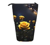 WZYCWB Bellissimo contenitore retrattile con rose gialle per portapenne, porta pennelli da trucco o borse con coulisse per monete.