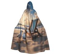 WZYCWB Bellissimo mantello con cappuccio per Halloween cielo blu e mare, un elegante mantello per adulti perfetto per carnevale, feste a tema e feste in maschera.