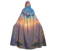 WZYCWB Bellissimo mantello con cappuccio stampato con aeroplano, perfetto per feste di Halloween, spettacoli teatrali e servizi fotografici.