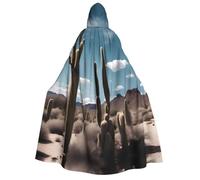 WZYCWB Bellissimo mantello con cappuccio stampato con cactus - Perfetto per feste di Halloween, spettacoli teatrali e servizi fotografici.