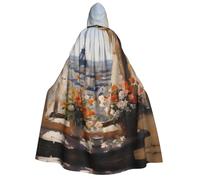 WZYCWB Bellissimo mantello con cappuccio stampato in lontananza - Perfetto per feste di Halloween, spettacoli teatrali e servizi fotografici.