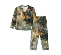 WZYCWB Bellissimo pigiama da donna con stampa del paese delle meraviglie, elegante e caldo, comodo pigiama per la casa, Nero , S