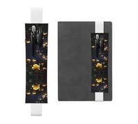 WZYCWB Bellissimo portapenne in pelle con rose gialle, portapenne regolabile in pelle, perfetto per il rientro a scuola regali di Natale