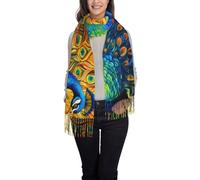 WZYCWB Bellissimo scialle con nappe stampate a pavone, adatto per matrimoni, banchetti e cerimonie