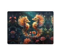 WZYCWB Bellissimo tappeto con stampa di coppia di cavallucci marini, 203,2 x 147,3 cm, morbido e antiscivolo, adatto per comodini, uffici, balconi e altri spazi.