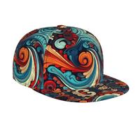 WZYCWB Berretto da baseball con visiera piatta stampata con motivi vivaci, taglia regolabile, cappello casual antivento per escursioni all'aperto e campeggio, nero