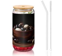 WZYCWB Bicchiere con coperchio in bambù stampato a forma di uovo millenario per caffè freddo e caldo, tè al latte e birra. Un elegante bicchiere d'acqua.