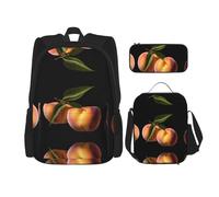 WZYCWB Big Peach Set zaino (set da 3 pezzi) - borsa per la scuola per studenti + astuccio + borsa per il pranzo, zaino di grande capacità