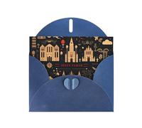 WZYCWB Biglietti con motivo fortezza blu, biglietti di auguri per le vacanze, adatti per familiari, amici e coppie