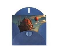 WZYCWB Biglietti con motivo "Fortezza sul mare" blu, biglietti di auguri per le vacanze, adatti per familiari, amici e coppie