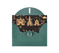 WZYCWB Biglietti con motivo fortezza verde scuro, biglietti di auguri per le vacanze, adatti per familiari, amici e coppie