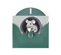 WZYCWB Biglietti d'auguri con stampa di topolino nel buco, colore verde scuro, perfetti per gli auguri di vacanza commoventi