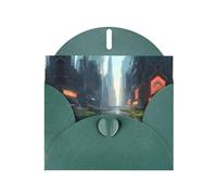 WZYCWB Biglietti d'auguri con stampa "La città sull'acqua", colore verde scuro, perfetti per gli auguri di vacanza commoventi