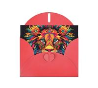 WZYCWB Biglietti d'auguri stampati rossi con leone Mighty Lion - perfetti per auguri di vacanza commoventi