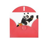 WZYCWB Biglietti di auguri con panda gigante che conosce il Kung Fu, in carta rossa perlata, 15 x 10 cm, con buste per compleanni, matrimoni e condoglianze
