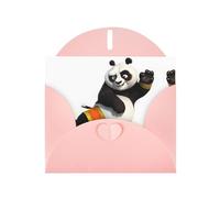 WZYCWB Biglietti di auguri con panda gigante che conosce il kung fu, rosa perlato, 15,2 x 10,2 cm, con buste per compleanni, matrimoni e condoglianze