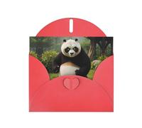 WZYCWB Biglietti di auguri con panda gigante nella giungla, in carta perlescente rossa, 15 x 10 cm, con buste per compleanni, matrimoni e condoglianze