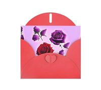 WZYCWB Biglietti di auguri con rose rosse e viola stampate in carta perlescente rossa, 15 x 10 cm, con buste per compleanni, matrimoni e condoglianze