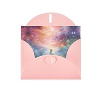 WZYCWB Biglietti di auguri con stampa di colore rosa fantasy, paradiso spaziale, perfetti per auguri di vacanza commoventi
